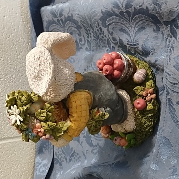 Charming Easter Scape Bunny Figurine & Blue Table Runner 70" L X 13" W - Picture 5 of 16